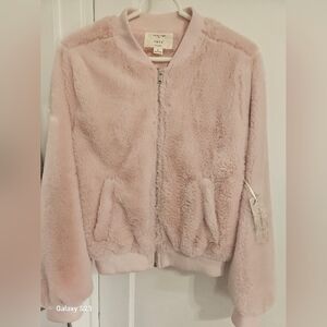 Pink Faux Fur Bomber Jacket